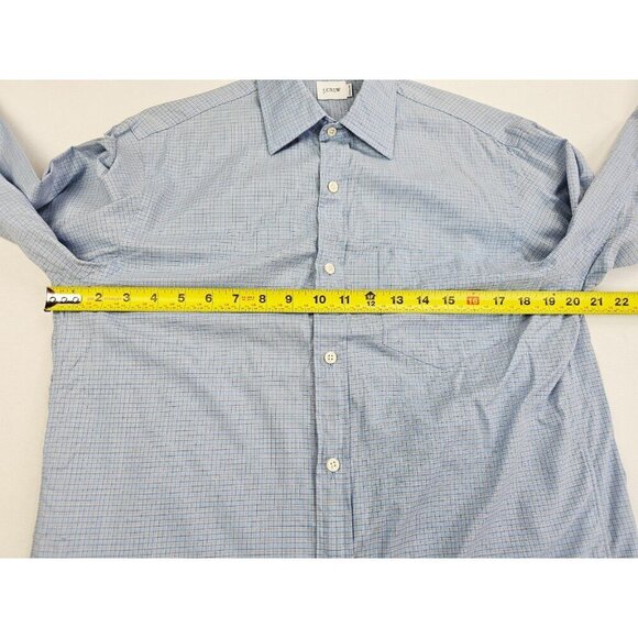 J. Crew Size Small 14.5-15 Mens Blue Orange White Check Long Sleeve Cotton Shirt - Picture 3 of 9